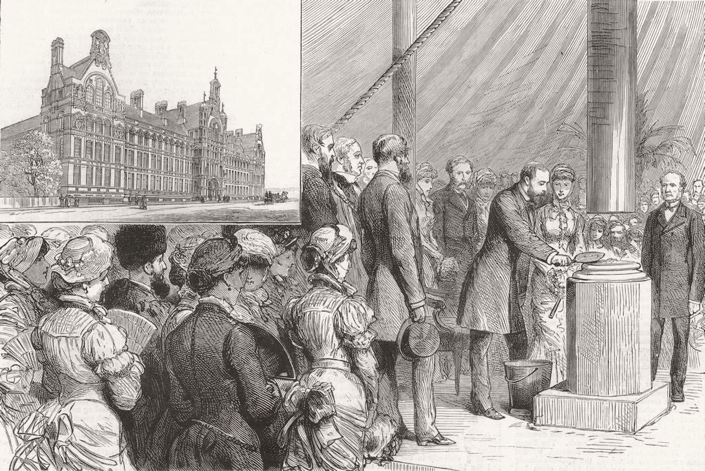 LONDON. City & Guilds, South Kensington. keystone 1881 old antique print